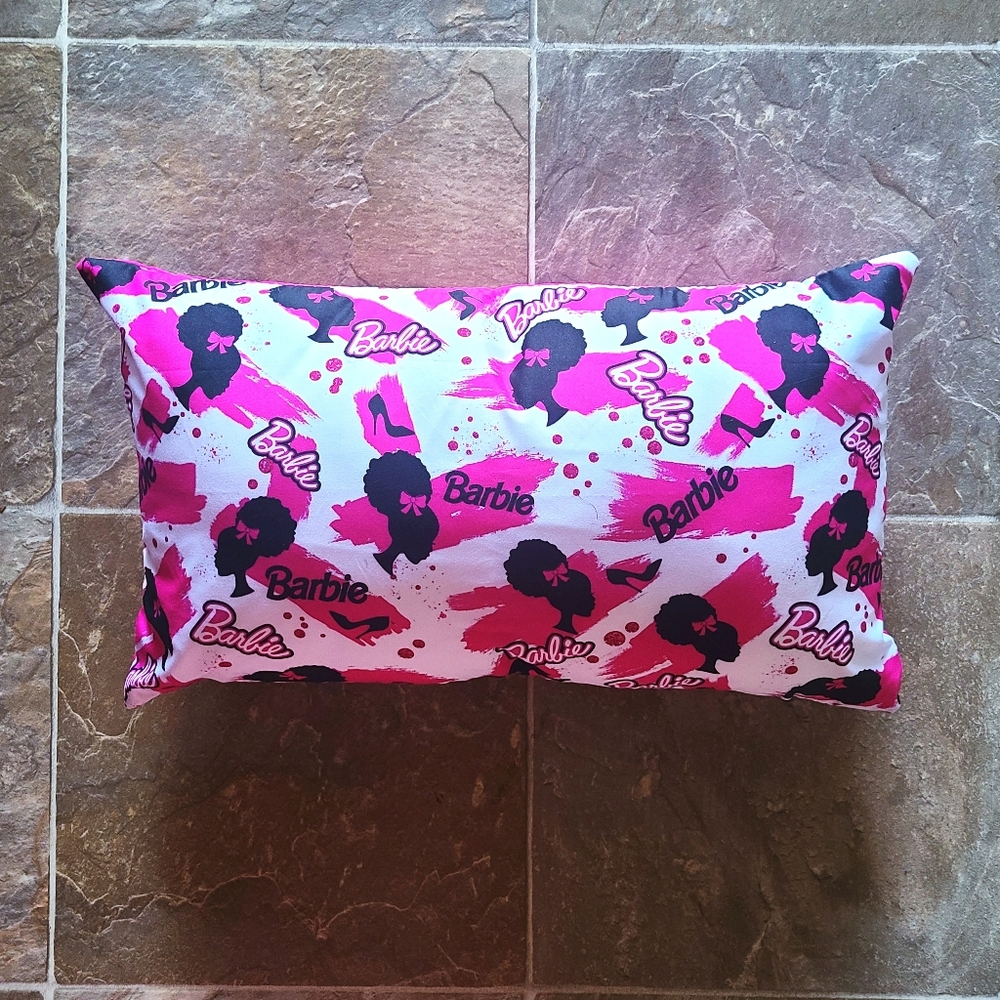 Afro BarbieGirl Original Design Pillowcase 12x20 Afro Puff Hotpink